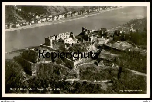 ALTE POSTKARTE ST. GOAR 1938 ORIGINAL FLIEGERAUFNAHME SCHLOSS RHEINFELS Luftbild Burg postcard Ansichtskarte AK cpa