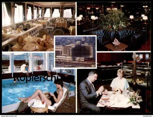 ÄLTERE POSTKARTE BUDAPEST HOTEL DUNA INTER-CONTINENTAL SCHWIMMBAD swimming pool piscine Intercontinental postcard cpa AK