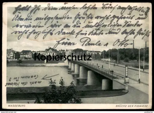 ALTE POSTKARTE MAGDEBURG BRÜCKE DER PIONIERE 1940 pont bridge Ansichtskarte postcard cpa AK