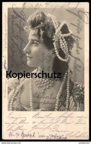 ALTE POSTKARTE MÄDCHEN FRAU MIT KETTE Halskette Schmuck Perlenkette necklace collier fur woman femme cpa postcard AK