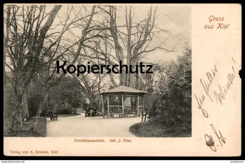 ALTE POSTKARTE GRUSS AUS KIEL FORSTBAUMSCHULE INHABER J. VOSS Baumschule Ansichtskarte AK cpa postcard
