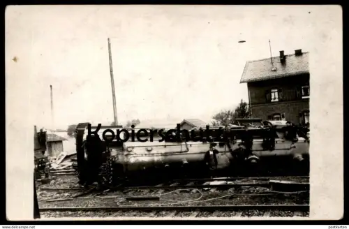 ALTE POSTKARTE EISENBAHN UNGLÜCK DAMPFLOK LOKOMOTIVE VERM. BAYERN train accident Katastrophe Zugunglück Eisenbahnunglück