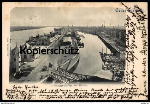 ALTE POSTKARTE GRUSS AUS CÖLN AM RHEIN 1898 GESAMMTANSICHT DES HAFENS RHEINAUHAFEN Köln Gesamtansicht Ansichtskarte cpa
