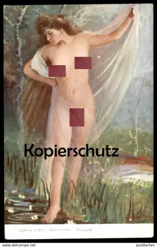 ALTE KÜNSTLER POSTKARTE GIANDRONE NYMPHE nymph woman Frau femme seins nus nude breast woman nudity cpa postcard AK