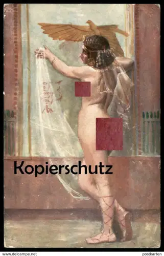 ALTE KÜNSTLER POSTKARTE LERAT EGYTPIENNE egypt woman Frau femme seins nus nude breast woman nudity cpa postcard AK