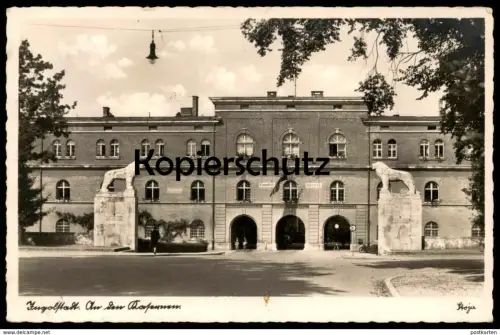 ALTE POSTKARTE INGOLSTADT AN DEN KASERNEN 1940 CAVALIER-SPRETI KASERNE Löwen lions Löwe lion Ansichtskarte cpa postcard