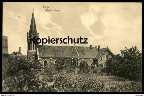 ALTE POSTKARTE LAGE IN LIPPE KATHOLISCHE KIRCHE 1909 Garten church église Ansichtskarte AK cpa postcard
