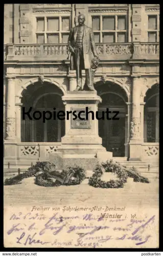 ALTE POSTKARTE MÜNSTER BURCHARD FREIHER VON SCHORLEMER-ALST DENKMAL Kränze Kranz Ansichtskarte AK postcard cpa monument