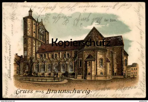ALTE LITHO POSTKARTE GRUSS AUS BRAUNSCHWEIG 1901 DER DOM Kirche Ansichtskarte AK cpa postcard