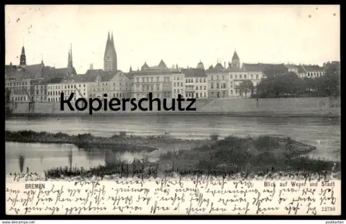 ALTE POSTKARTE BREMEN BLICK AUF WESER UND STADT Total Panorama Gesamtansicht Ansichtskarte cpa postcard AK