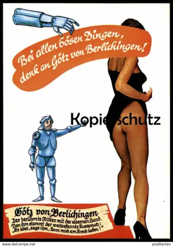 ÄLTERE POSTKARTE BEI ALLEN BÖSEN DINGEN DENK AN GÖTZ VON BERLICHINGEN NACKT EISERNE HAND semi nude Ansichtskarte cpa AK