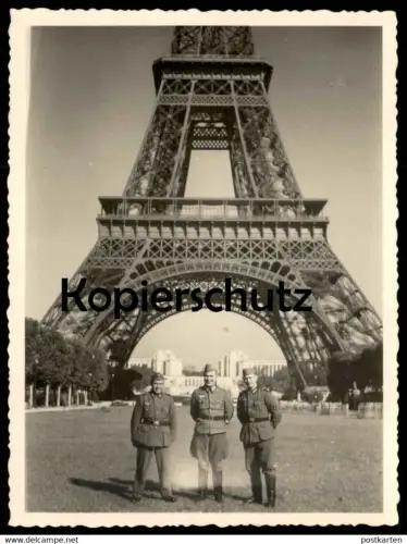 ALTES ORIGINAL FOTO TOUR EIFFEL SOLDATS ALLEMANDS 1940 DREI DEUTSCHE SOLDATEN PARIS FRANKREICH EIFFELTURM PHOTO