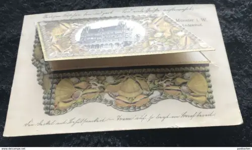 ALTE POSTKARTE MÜNSTER LUDGERIHOF 1902 SYSTEMKARTE SCHMUCKKÄSTCHEN cpa à systeme Ansichtskarte AK postcard
