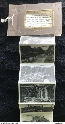 ALTES ALBUM BOCHUM HOCHÖFEN BOCHUMER VEREIN BERGSCHULE RECHENER WALD STADTPARK PARKHAUS POSTKARTENFORMAT