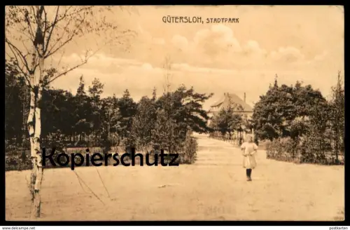 ALTE POSTKARTE GÜTERSLOH STADTPARK 1912 Mädchen Kind child girl enfant Park Birke AK Ansichtskarte postcard