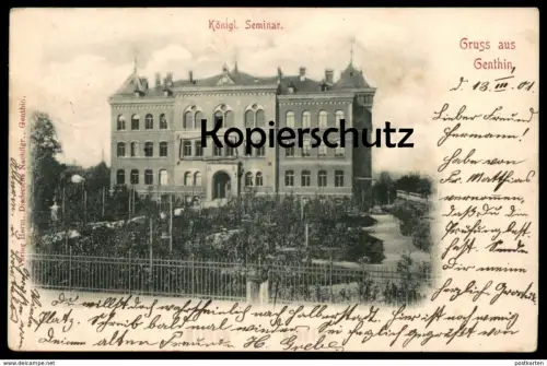 ALTE POSTKARTE GRUSS AUS GENTHIN KÖNIGLICHES SEMINAR Schule school école cpa postcard Ansichtskarte AK