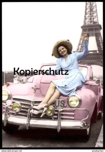ÄLTERE POSTKARTE PARIS EIFFELTURM TOUR EIFFEL MISS AUTOMOBILE US car Auto Ansichtskarte cpa postcard AK