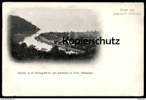 ALTE POSTKARTE SUMATRA SUMATRAS WESTKUST PADANG RIVER APENBERG GOUV. PAKHUIZEN Indonesia Indonesien postcard cpa AK