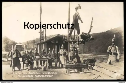ALTE POSTKARTE HUMOR DES DEUTSCHEN LANDSTURMES FRANZOSENFIGUR soldats francais french soldiers soldat Landsturm cpa AK
