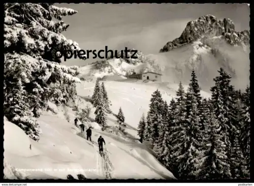 ÄLTERE POSTKARTE KAMPENWAND MIT BERGGASTSTÄTTE TOURENGEHER SKITOUR Skifahren Ski skiing Aschau postcard AK Ansichtskarte