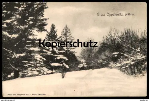 ALTE POSTKARTE GROSS OPPATOWITZ MÄHREN WINTER SCHNEE J. PIRKA Opatowitz Velke Opatovice Ansichtskarte cpa AK postcard