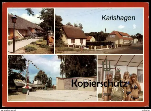 ÄLTERE POSTKARTE KARLSHAGEN USEDOM NEPTUNFEST FERIENOBJEKT VE KOMBINAT DESSAU NEPTUN NIXE MEERJUNGFRAU Oceaniden mermaid