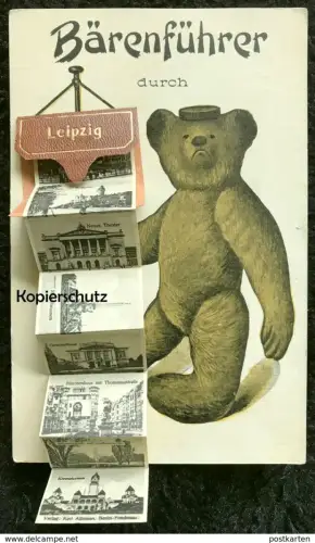 ALTE POSTKARTE BÄRENFÜHRER DURCH LEIPZIG LEPORELLO Teddy Bär ours bear Ansichtskarte postcard cpa postcard