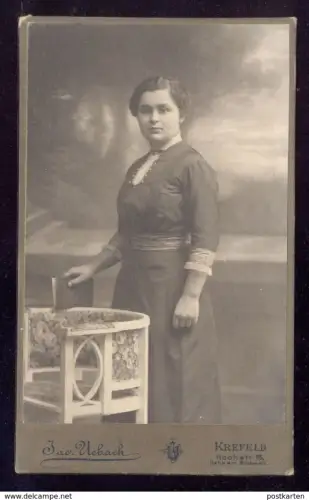ALTES KABINETTFOTO FRAU BUCH UND STUHL ATELIER JAC. UEBACH KREFELD CDV Cabinet Photo Hinweis GEWERBEAUSSTELLUNG 1911