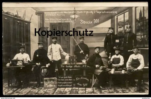 ALTE POSTKARTE DIE LUSTIGE STUBE WER ARBEIT KENNT & SICH NICHT DRÜCKT BLAUER MONTAG STRASSBURG SOLDATEN Strasbourg work