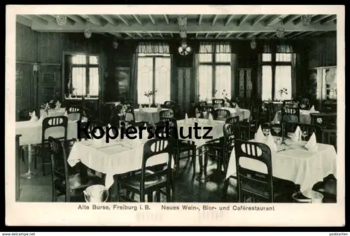 ALTE POSTKARTE FREIBURG IM BREISGAU ALTE BURSE NEUES WEIN- BIER UND CAFÉ RESTAURANT Ansichtskarte postcard cpa AK