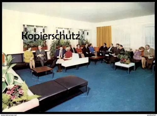 ÄLTERE POSTKARTE BAD NAUHEIM KURPARK SANATORIUM EMPFANGSHALLE 70er Jahre Sessel Tische Ansichtskarte AK cpa postcard