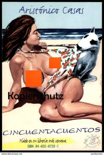 ÄLTERE POSTKARTE ARISTONICO CASAS CINCUENTACUENTOS Baleares Bullterrier Bull Terrier nude breast seins nus postcard