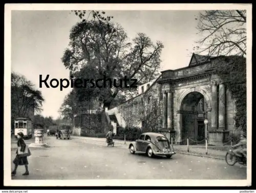 ÄLTERE POSTKARTE OSNABRÜCK HEGER TOR HEGERTOR STRASSENBAHN VW KÄFER Volkswagen Motorrad motorbike Ansichtskarte postcard