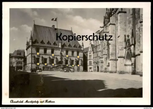 ALTE POSTKARTE OSNABRÜCK GESCHMÜCKTES RATHAUS BEFLAGGUNG MARKTPLATZ Ansichtskarte AK postcard cpa