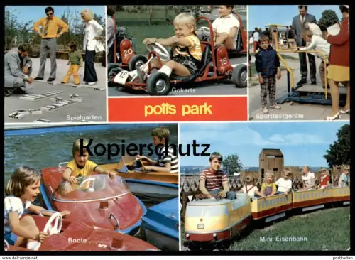 ÄLTERE POSTKARTE MINDEN DÜTZEN POTTS PARK EISENBAHN BOOTE GOKARTS SPIELGARTEN Gokart mini train IC Intercity postcard AK