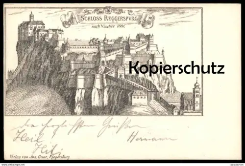 ALTE POSTKARTE SCHLOSS REGGERSPURG NACH VISCHER 1681 RIEGERSBURG STEIERMARK Burg chateau castle postcard Ansichtskarte