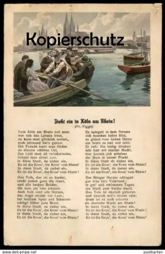 ALTE POSTKARTE ZIEHT EIN IN KÖLN AM RHEIN FR. FIGGE KÖLNER LIED DOM Ansichtskarte AK cpa postcard