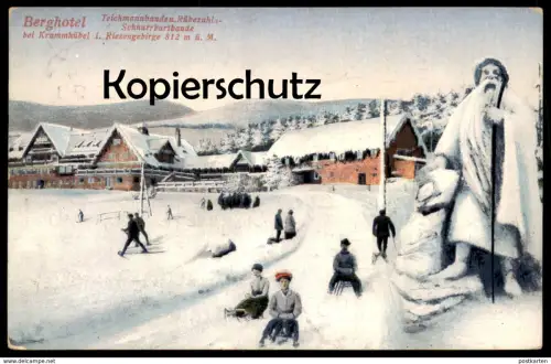 ALTE POSTKARTE KRUMMHÜBEL TEICHMANNBAUDEN SCHNURRBARTBAUDE RÜBEZAHL Karpacz cpa AK Ansichtskarte postcard Riesengebirge