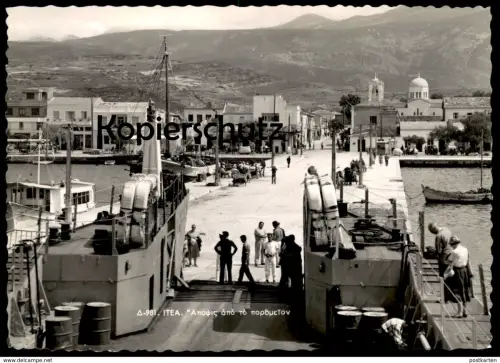ÄLTERE POSTKARTE FÄHRE ITEA GREECE Griechenland Hafen port harbour ferry Schiff ship Ansichtskarte AK cpa postcard