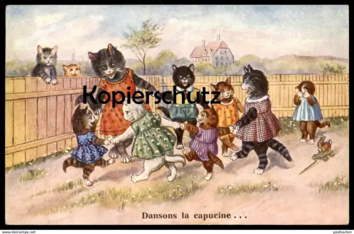 ALTE POSTKARTE KATZEN VERMENSCHLICHT DANSONS LA CAPUCINE Tanz dance cat cats chat chats Katze postcard cpa Kätzchen