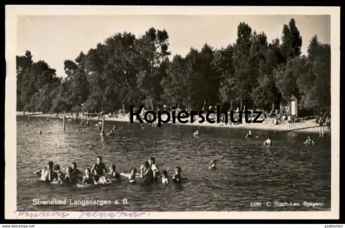 ALTE POSTKARTE STRANDBAD LANGENARGEN BODENSEE Bad Schwimmbad Schwimmzone Ansichtskarte AK postcard cpa