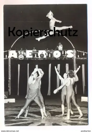 ÄLTERE POSTKARTE STAATSZIRKUS DER DDR DIE DELPHINS WURFAKROBATIK Aeros Akrobat acrobat circus Zirkus Cirque cpa postcard