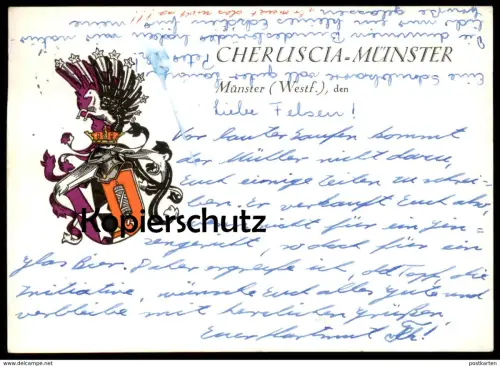 ALTE POSTKARTE MÜNSTER WAPPEN COULEURKARTE STUDENTICA STUDENTIKA CHERUSCIA WAHR Burschenschaft Ansichtskarte postcard AK