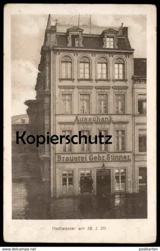 ALTE POSTKARTE KÖLN HOCHWASSER 18.01.1920 AUSSCHANK BRAUEREI GEBR. SÜNNER CÖLN flood inondation postcard Ansichtskarte