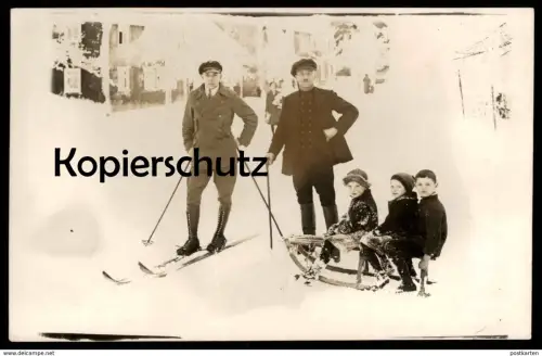 ALTE FOTO POSTKARTE HECKENGEREUTH FRAUENWALD ILMENAU WINTER 1927 SKI SCHLITTEN KINDER Schleusingen luge sleigh postcard