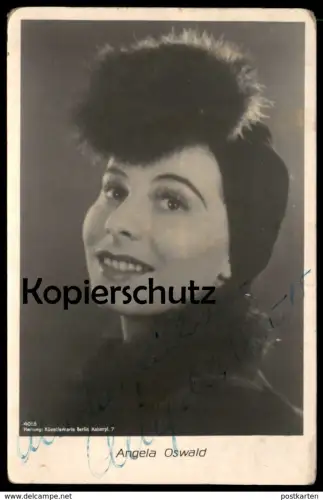 AUTOGRAMMKARTE ANGELA OSWALD SCHAUSPIELERIN PELZ HARTUNGS KÜNSTLERKARTE actress autograph Autogramm Karte autographe