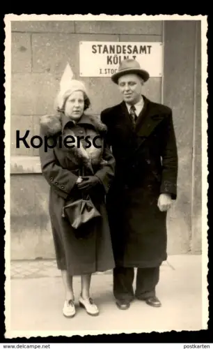 ALTE FOTO POSTKARTE KÖLN STANDESAMT EHEPAAR Ehe Hochzeit ? Pelz marriage registry office etat civil cpa photo postcard