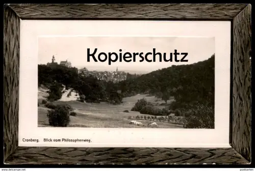 ALTE KARTE CRONBERG BLICK VOM PHILOSOPHENWEG HERZLICHEN GLÜCKWUNSCH Kronberg Passepartout postcard cpa