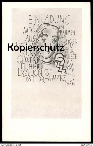 ALTE POSTKARTE LEIPZIG MESSE 1926 KUNSTGEWERBLICHE ERZEUGNISSE IM RAHMEN DER MUSTERMESSE SIGN. BAUS exhibition