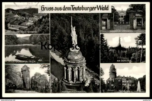 ALTE POSTKARTE GRUSS AUS DEM TEUTOBURGER WALD HERMANNSDENKMAL LOPSHORN DONOPER TEICH DETMOLD AM DENKMEL AK cpa postcard